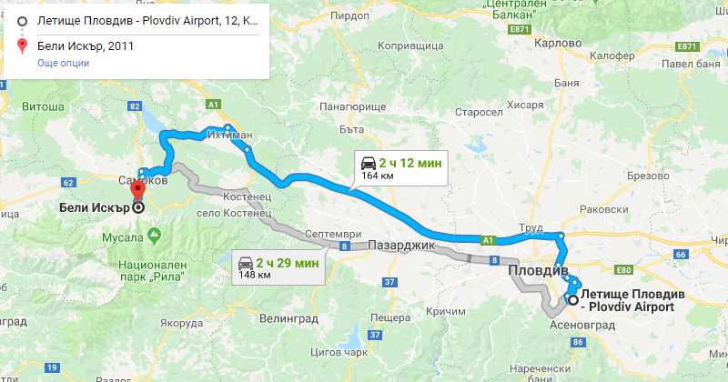 Пловдив до Бели Искър трансфер с такси, Самостоятелен такси трансфер Пловдив Бели Искър