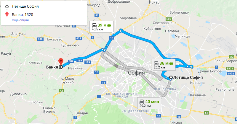София до Банкя трансфер с такси, Самостоятелен такси трансфер София Банкя