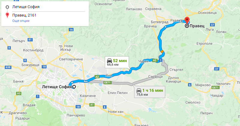 София до Правец трансфер с такси, Самостоятелен такси трансфер София Правец