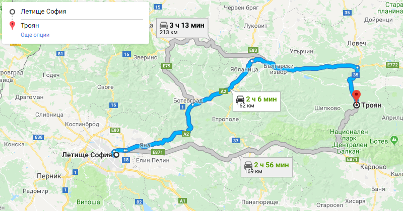 София до Троян трансфер с такси, Самостоятелен такси трансфер София Троян