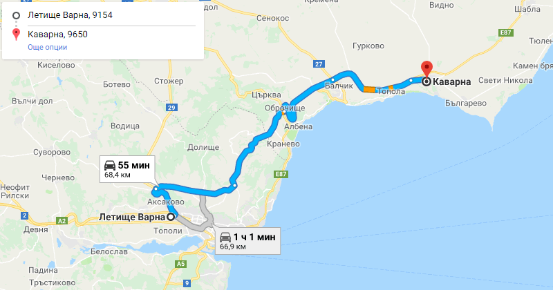 Варна до Каварна трансфер с такси, Самостоятелен такси трансфер Варна Каварна