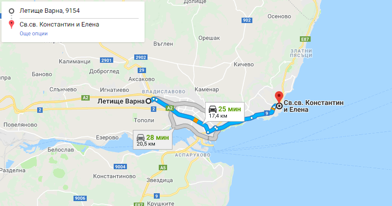 Варна до Свети Константин и Елена трансфер с такси, Самостоятелен такси трансфер Варна Свети Константин и Елена